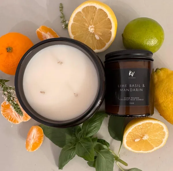 Scented coconut wax candles LIME BASIL &amp; MANDARIN